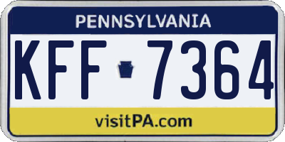 PA license plate KFF7364