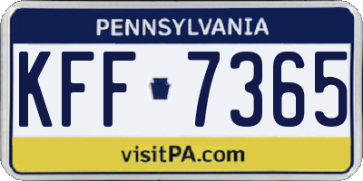 PA license plate KFF7365