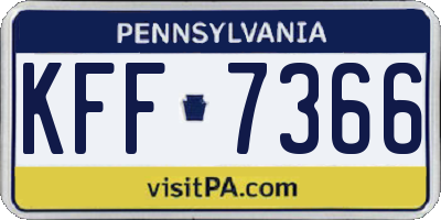 PA license plate KFF7366