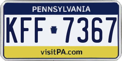 PA license plate KFF7367
