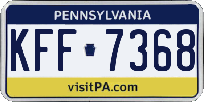 PA license plate KFF7368