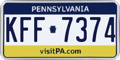 PA license plate KFF7374