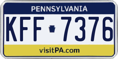PA license plate KFF7376