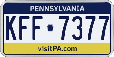 PA license plate KFF7377