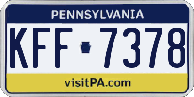PA license plate KFF7378