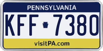 PA license plate KFF7380