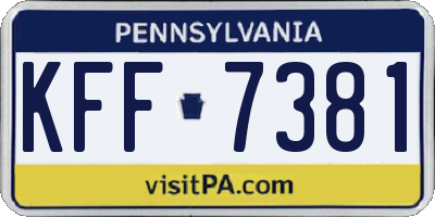 PA license plate KFF7381