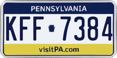 PA license plate KFF7384