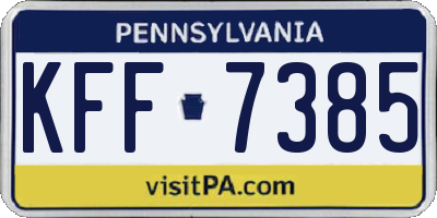 PA license plate KFF7385