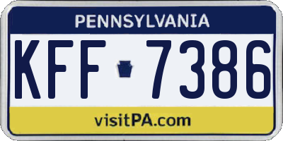 PA license plate KFF7386