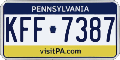 PA license plate KFF7387