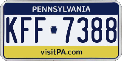 PA license plate KFF7388