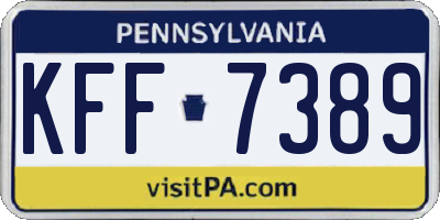 PA license plate KFF7389