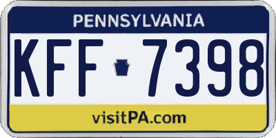 PA license plate KFF7398