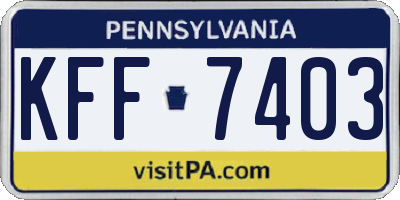 PA license plate KFF7403
