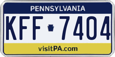 PA license plate KFF7404