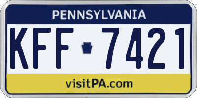 PA license plate KFF7421