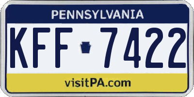 PA license plate KFF7422