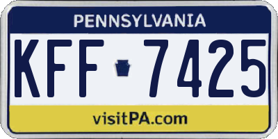 PA license plate KFF7425