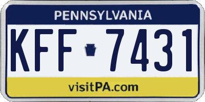 PA license plate KFF7431