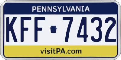 PA license plate KFF7432