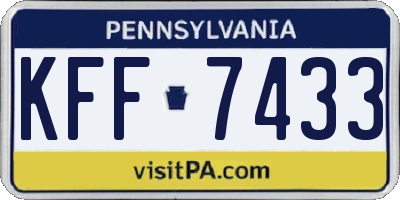 PA license plate KFF7433