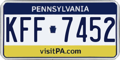PA license plate KFF7452