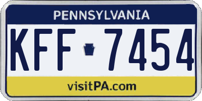 PA license plate KFF7454