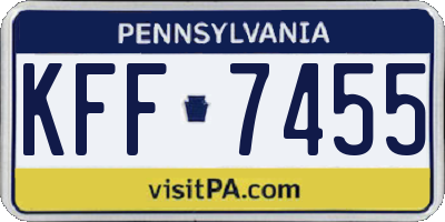 PA license plate KFF7455