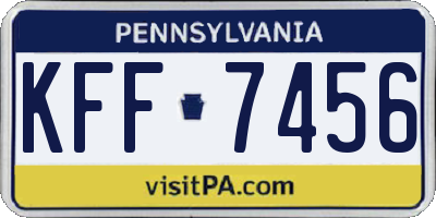 PA license plate KFF7456