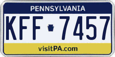 PA license plate KFF7457