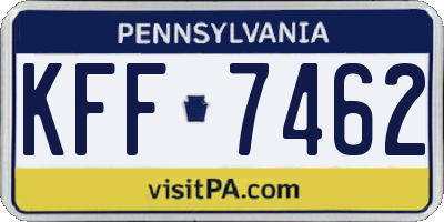 PA license plate KFF7462