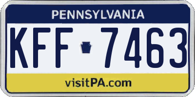 PA license plate KFF7463