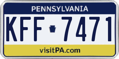 PA license plate KFF7471