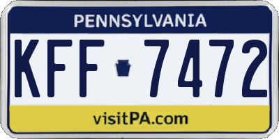 PA license plate KFF7472