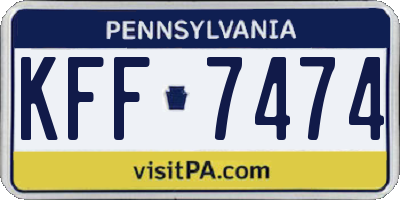 PA license plate KFF7474