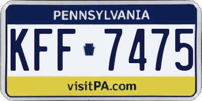 PA license plate KFF7475