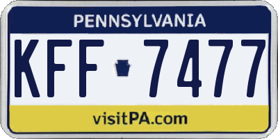 PA license plate KFF7477