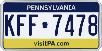 PA license plate KFF7478