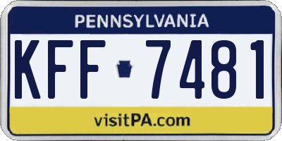 PA license plate KFF7481