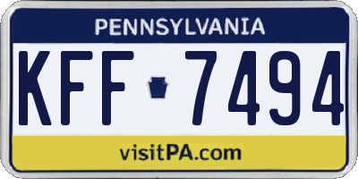 PA license plate KFF7494