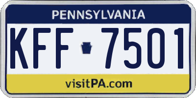 PA license plate KFF7501