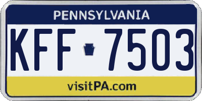 PA license plate KFF7503