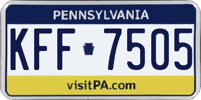 PA license plate KFF7505
