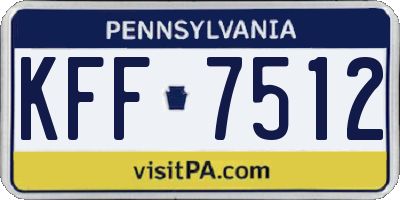 PA license plate KFF7512