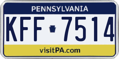 PA license plate KFF7514