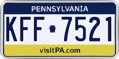 PA license plate KFF7521