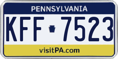PA license plate KFF7523