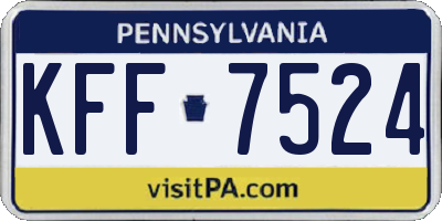 PA license plate KFF7524