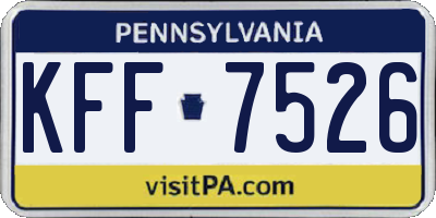 PA license plate KFF7526